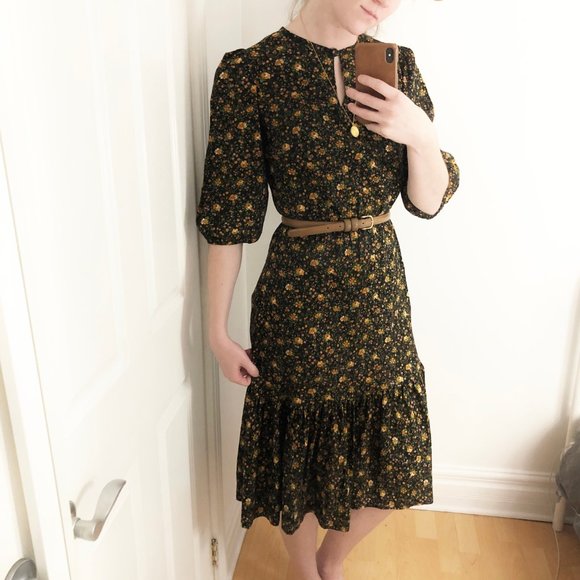 Sunning Vintage Floral Midi Dress - Poof Sleeves - Picture 13 of 13
